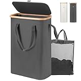 Yamagahome Wäschekorb Schmal mit Deckel, 52L Wäschesammler Schmal mit...