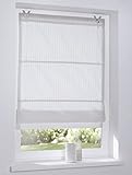 Raffrollo Ösenrollo Verlock gestreift Blickdicht Weiss Breite 80 x Höhe 140 cm