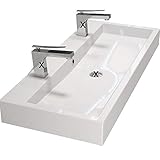 Design Waschbecken Doppelwaschbecken 100cm zur Wandmontage oder...