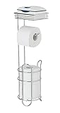 WENKO Toilettenpapierhalter stehend mit Ablage & Ersatzrollenhalter - verchromtes Metall,...