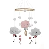 Mobile Baby Windspiele, Wolke Puppe , Holz mit Filzbällen 3D , Bettglocke Anhänger für...