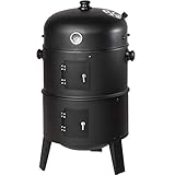 TecTake 3in1 BBQ Holzkohlegrill Barbecue Smoker Räuchertonne Räuchergrill mit...