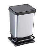Rotho Paso Mülleimer 20l mit Deckel, Kunststoff (PP) BPA-frei, silbermetallic, 20l (29.3...