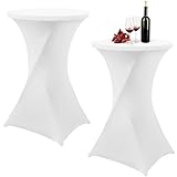 WANDGU Stretch Stehtischhussen mit Verstärkung: 2er-Set Weiße Tischdecke für...