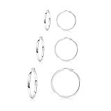 Ohrringe Silber 925 Creolen,3 Paar ohrringe kreolen silber lightweight leichte kleine...
