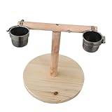 Hohopeti Papageien Stehständer aus Naturholz mit Futterbecken und Hängebrücke Robustes...