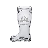 LUXENTU Bierstiefel mit Gravur, Bierglas mit 0,5 Liter Füllstrich, Personalisiertes Glas...