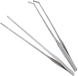 FRUTA 2-teiliges Aquarium-Pinzetten-Set aus Edelstahl, gerade und gebogen, für Aquarien,...