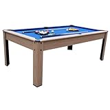 Billardtisch, ausklappbar, Farbe Eichenholz und blauer Teppich, 226 x 126 cm –...