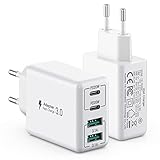 [2 Stück] USB C Ladegerät 40W, 4-Port USB C Ladegerät Block, Schnellladeblock Dual Port...