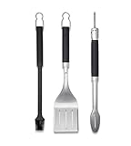 Weber Premium Grillbesteck, 3-teilig, aus Edelstahl, bestehend aus Grillzange,...