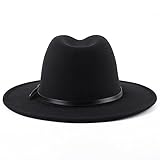 ericotry Klassischer Fedora-Hut mit Gürtelschnalle, breiter Krempe, Kirchenhut,...