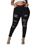 Gocolloa Skinny-Jeans für Damen, Übergröße, dehnbar, hohe Taille, zerrissene...