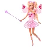 Mattel Barbie-Puppe Fee mit Spielzeugzauberstab und Mode-Accessoires, Fantasiethema mit...