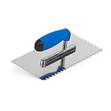 Mivos Zahnglättekelle 6x6 mm - Edelstahl Gezahnt Glättekelle 270 x 130 mm - Zahnkelle...