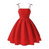 Rot Mädchen Kleider A-Linien Spaghettiträger Sommerkleider Elegant Festliches...