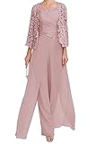 TANPAUL Hosenanzug Damen Sportlich - 3 Stücke Elegant Abendanzug mit Ärmel Übergröße