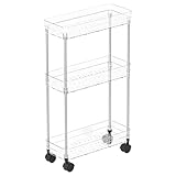 Rollwagen für Badezimmer, mobiler Badezimmer-Organizer, 3-stöckiger Rollwagen für...
