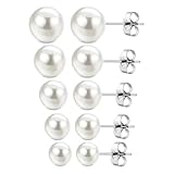 OQKAHIV 5 Paar Faux Perlen Ohrstecker für Frauen Mädchen, Perlenohrringe,...