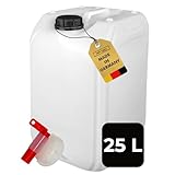 ABACUS® 25 Liter Wasserkanister Natur | Chemiekanister | Auslaufhahn und Deckel...