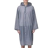 Regenponcho Wasserdichte Transparent Regenjacken mit Kapuze für Damen Herren Lang...