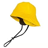 Toutacoo Regenhut, wasserdicht, Unisex, Gelb, breite Krempe, mit Kinnriemen und...