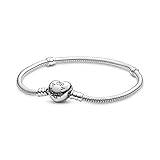 PANDORA Moments Schlangen-Gliederarmband mit Herz-Verschluss aus Sterlingsilber aus der...