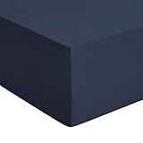 Amazon Basics - Premium-Spannbetttuch, Jersey, Marineblau - 120 x 200 cm