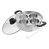 HIAKDOFT Eierpochierer aus Edelstahl mit 4 Antihaftbeschichteten Mulden Dampfgarer für...