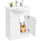 Yaheetech Waschbeckenunterschrank Badezimmerschrank Unterschrank mit Waschbecken Badmöbel...