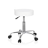 hjh OFFICE 729414 Bürohocker Operator II Kunstleder Weiß Hocker höhenverstellbar mit...