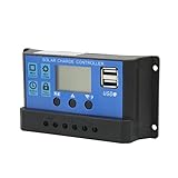 HAIBING Solarladeregler, LCD-Display, Solarpanel-Laderegler, USB-Anschluss, 12 V, 24 V,...