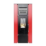 Pelletofen Kanada 14 kW + Kanalisation, 130 m² Heizfläche (rot)