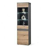 Stella Trading Taylor Vitrine in Anthrazit, Evoke Eiche Optik - Moderner...
