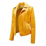 Slim Fit Revers Lederjacke Damen, klassische asymmetrische Moto Biker Outwear, Shacket...