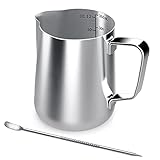 350ml Milchkännchen Edelstahl Handheld Aufschäumkännchen, Kaffee Creamer Milch...