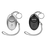 AMATHINGS 2er Set Taschenalarm Schwarz / Silber 140 dB Schlüsselanhänger Alarm mit...
