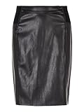 VERO MODA Damen VMBUTTERSIA HW Coated Skirt NOOS Rock, Schwarz (Black Black), S