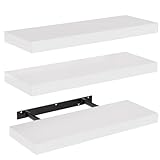 STOREMIC Wandregal, Regale Weiß Wand 40cm, 3er-Set Schweberegal Weiss, Moderne...