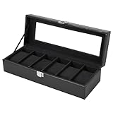 Ohuhu Uhrenbox mit 6 Fächern, Uhrenhalter Uhren Aufbewahrungsbox mit...