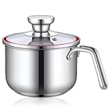 Kochtopf 1,75 L Edelstahl mit Glasdeckel, 16 cm Milchtopf Doppelwandig für Induktion,...