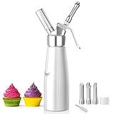 Newaner 500ml sahnespender, Sahnesyphon Aluminium mit 3 Edelstahl Deko-Düsen und 1...