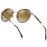 Carfia Polarisierte Damen Sonnenbrille UV400 Retro Runde Blaulichtfilter Brille...