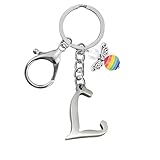 Schlüsselanhänger, Metall Schutzengel Schlüsselanhänger with A-Z Buchstaben,Geschenk...