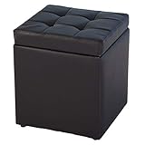 Quadratischer Sitzhocker mit Scharnierdeckel, Kunstleder, Lounge-Sitz, für Wohnzimmer,...