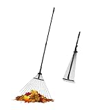 ORIENTOOLS Laubrechen mit stiel, 160cm Teleskopstiel Laubbesen, Fächerbesen mit...