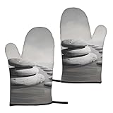Ofenhandschuh-Set, Motiv: graue Zen-Steine, Bild, 2-teilig, hitzebeständig, niedliche...