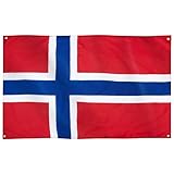 Runesol Norwegen Flagge, 91x152cm (3ft x 5ft), 4 Ösen, norwegische Flagge, Nordische...