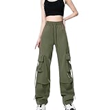 Vhersily Cargohose für Mädchen, elastisch, hohe Taille, mit mehreren Taschen, Y2K, Hip...