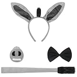 FXICH Esel Ohren Stirnband, Tierkostüm-Set mit Ohren und Schwanz, Verkleidung für...